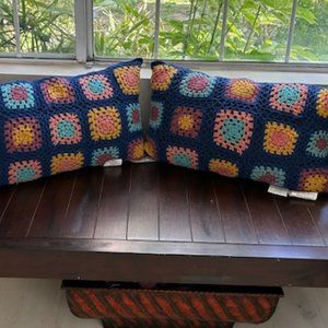 Set of two Wild Sage Granny Square Throw Pillows